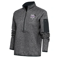 Women's Antigua Heather Charcoal New York Black Yankees Fortune Half-Zip Pullover Jacket