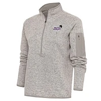 Women's Antigua Oatmeal New York Black Yankees Fortune Half-Zip Pullover Jacket