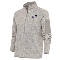 Women's Antigua Oatmeal New York Black Yankees Fortune Half-Zip Pullover Jacket