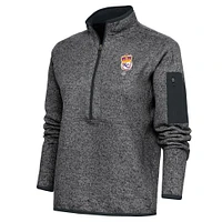 Women's Antigua Heather Charcoal Kansas City Monarchs Fortune Half-Zip Pullover Jacket