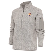 Women's Antigua Oatmeal Kansas City Monarchs Fortune Half-Zip Pullover Jacket