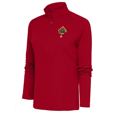 Women's Antigua Red Pittsburgh Crawfords Tribute Half-Zip Pullover Top