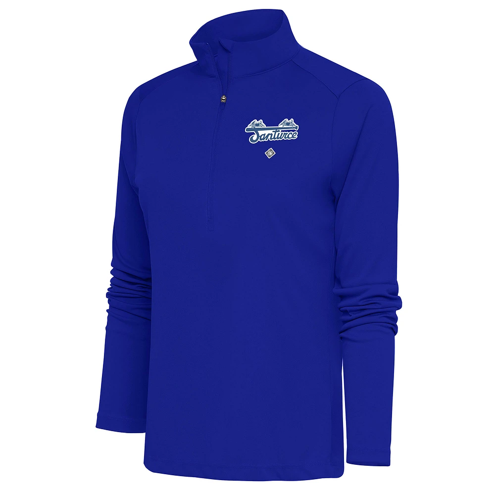 Women's Antigua Royal Santurce Cangrejeros Tribute Half-Zip Pullover Top