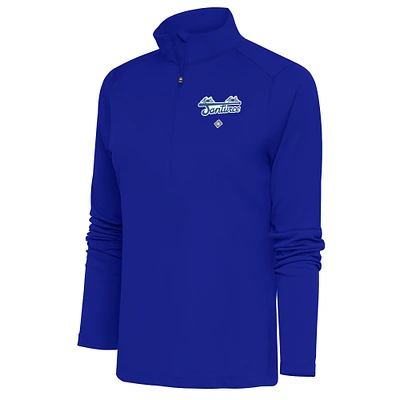 Women's Antigua Royal Santurce Cangrejeros Tribute Half-Zip Pullover Top