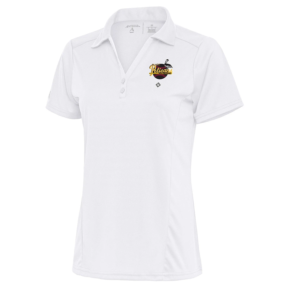 Women's Antigua White New Orleans Black Pelicans Tribute Polo