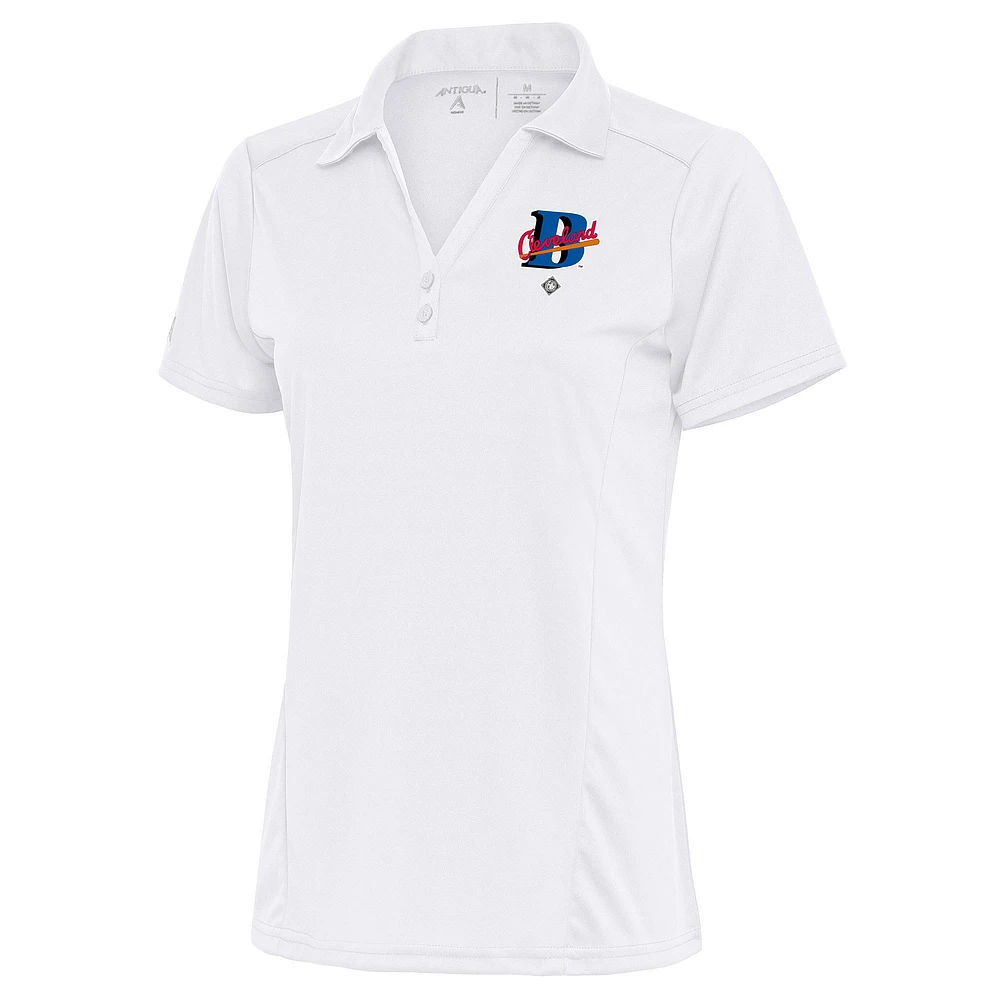 Women's Antigua White Cleveland Buckeyes Tribute Polo