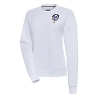 Women's Antigua White Atlanta Black Crackers Victory Crewneck Pullover Sweatshirt