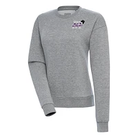 Women's Antigua Heather Gray New York Black Yankees Victory Crewneck Pullover Sweatshirt