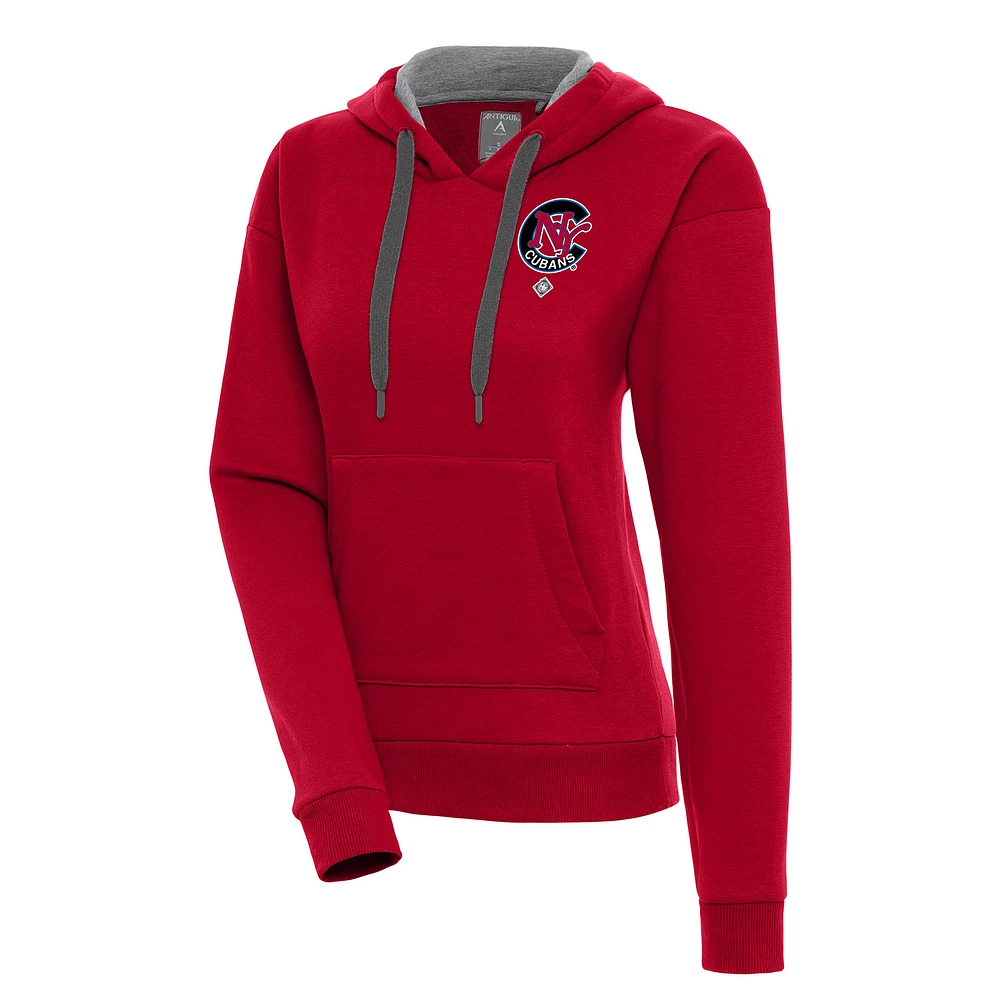 Women's Antigua Red New York Cubans Victory Pullover Hoodie