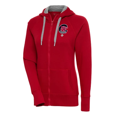 Women's Antigua Red New York Cubans Victory Full-Zip Hoodie