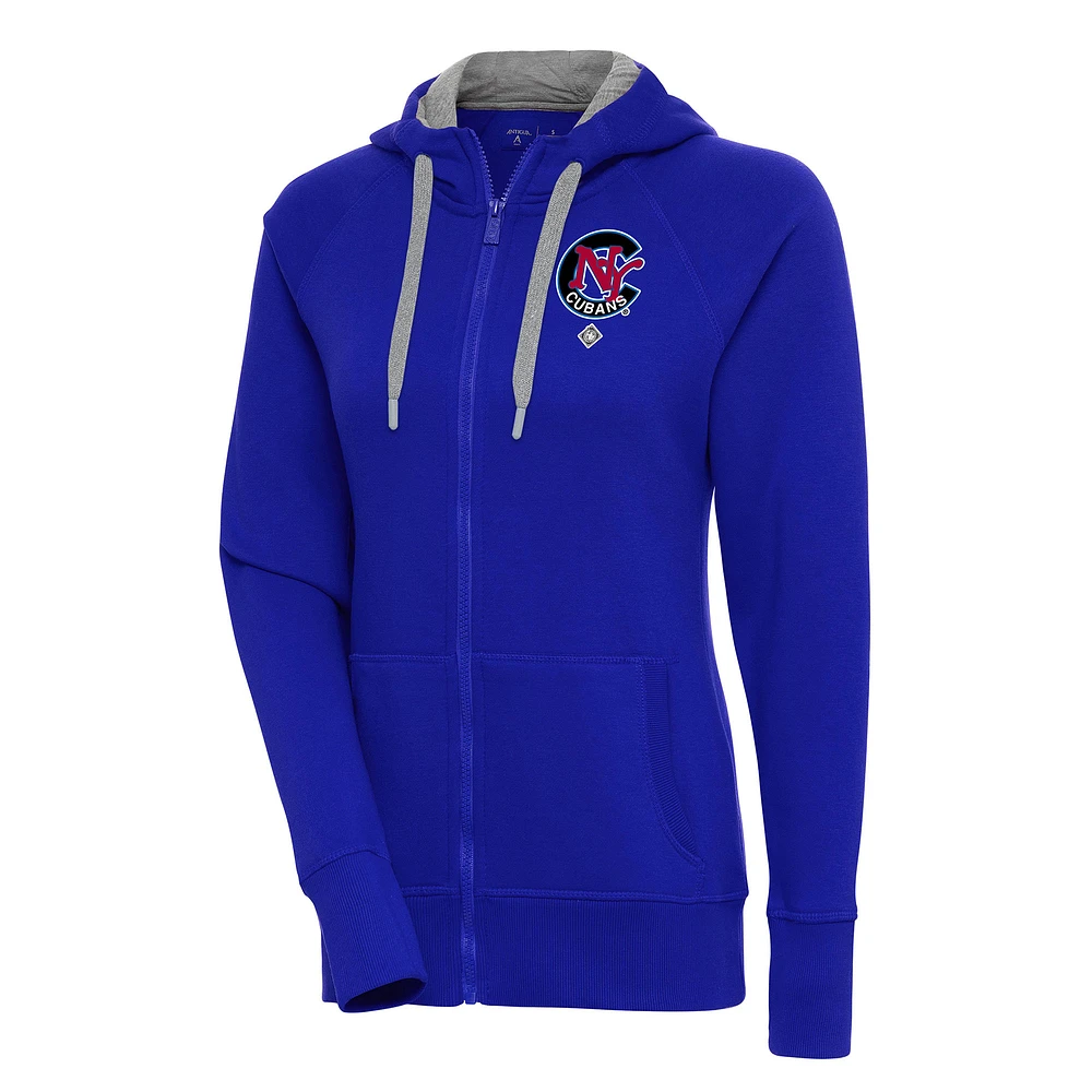 Women's Antigua Royal New York Cubans Victory Full-Zip Hoodie