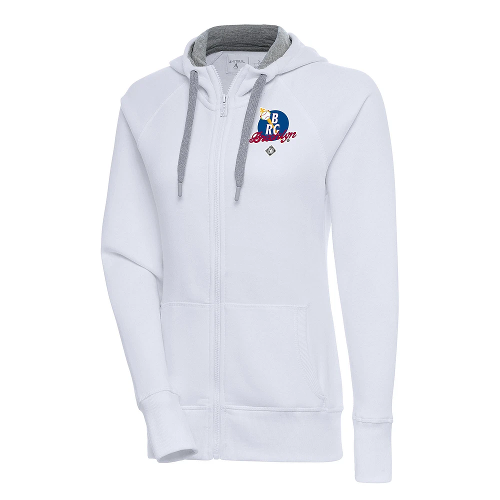 Women's Antigua White Brooklyn Royal Giants Victory Full-Zip Hoodie