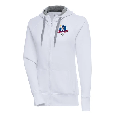 Women's Antigua White Brooklyn Royal Giants Victory Full-Zip Hoodie