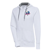 Women's Antigua White Brooklyn Royal Giants Victory Full-Zip Hoodie