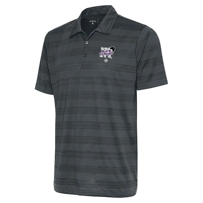 Men's Antigua Charcoal New York Black Yankees Compass Polo