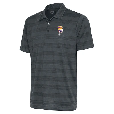 Men's Antigua Charcoal Kansas City Monarchs Compass Polo