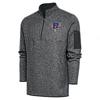 Men's Antigua Heather Charcoal Cleveland Buckeyes Fortune Quarter-Zip Pullover Jacket