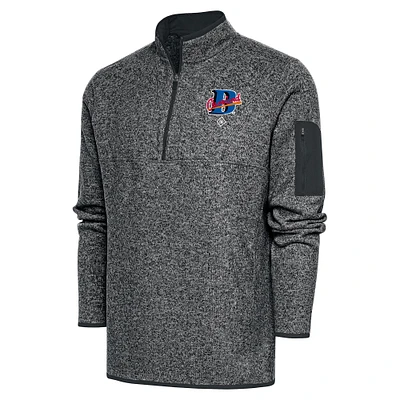 Men's Antigua Heather Charcoal Cleveland Buckeyes Fortune Quarter-Zip Pullover Jacket
