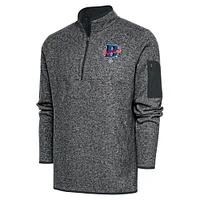 Men's Antigua Heather Charcoal Cleveland Buckeyes Fortune Quarter-Zip Pullover Jacket