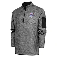 Men's Antigua Heather Black Philadelphia Stars Fortune Quarter-Zip Pullover Jacket