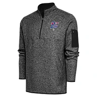 Men's Antigua Heather Black Philadelphia Stars Fortune Quarter-Zip Pullover Jacket