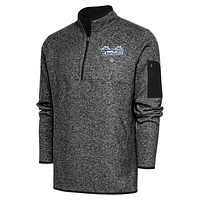 Men's Antigua Heather Black Santurce Cangrejeros Fortune Quarter-Zip Pullover Jacket