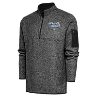 Men's Antigua Heather Black Santurce Cangrejeros Fortune Quarter-Zip Pullover Jacket