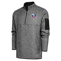 Men's Antigua Heather Black Brooklyn Royal Giants Fortune Quarter-Zip Pullover Jacket