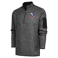 Men's Antigua Heather Black Brooklyn Royal Giants Fortune Quarter-Zip Pullover Jacket