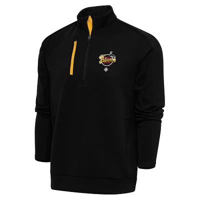 Men's Antigua Black New Orleans Pelicans Generation Quarter-Zip Pullover Top