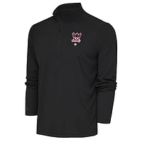 Men's Antigua Charcoal Detroit Wolves Tribute Quarter-Zip Pullover Top
