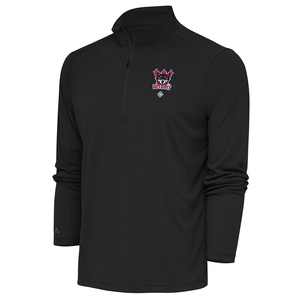 Men's Antigua Charcoal Detroit Wolves Tribute Quarter-Zip Pullover Top