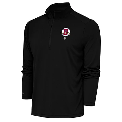 Men's Antigua Black Baltimore Elite Giants Tribute Quarter-Zip Pullover Top