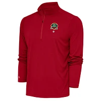 Men's Antigua Red Jacksonville Caps Tribute Quarter-Zip Pullover Top