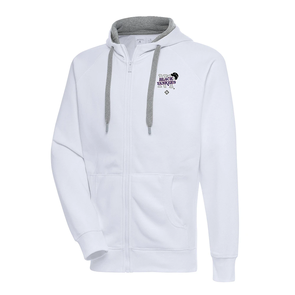 Men's Antigua White New York Black Yankees Victory Full-Zip Hoodie