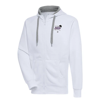 Men's Antigua White New York Black Yankees Victory Full-Zip Hoodie