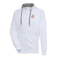 Men's Antigua White Indianapolis Clowns Victory Full-Zip Hoodie