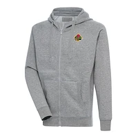 Men's Antigua Heather Gray Pittsburgh Crawfords Victory Full-Zip Hoodie