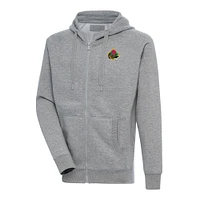 Men's Antigua Heather Gray Pittsburgh Crawfords Victory Full-Zip Hoodie