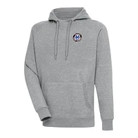 Men's Antigua Heather Gray Atlanta Black Crackers Victory Pullover Hoodie