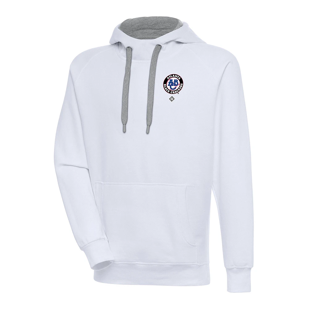 Men's Antigua Atlanta Black Crackers Victory Pullover Hoodie