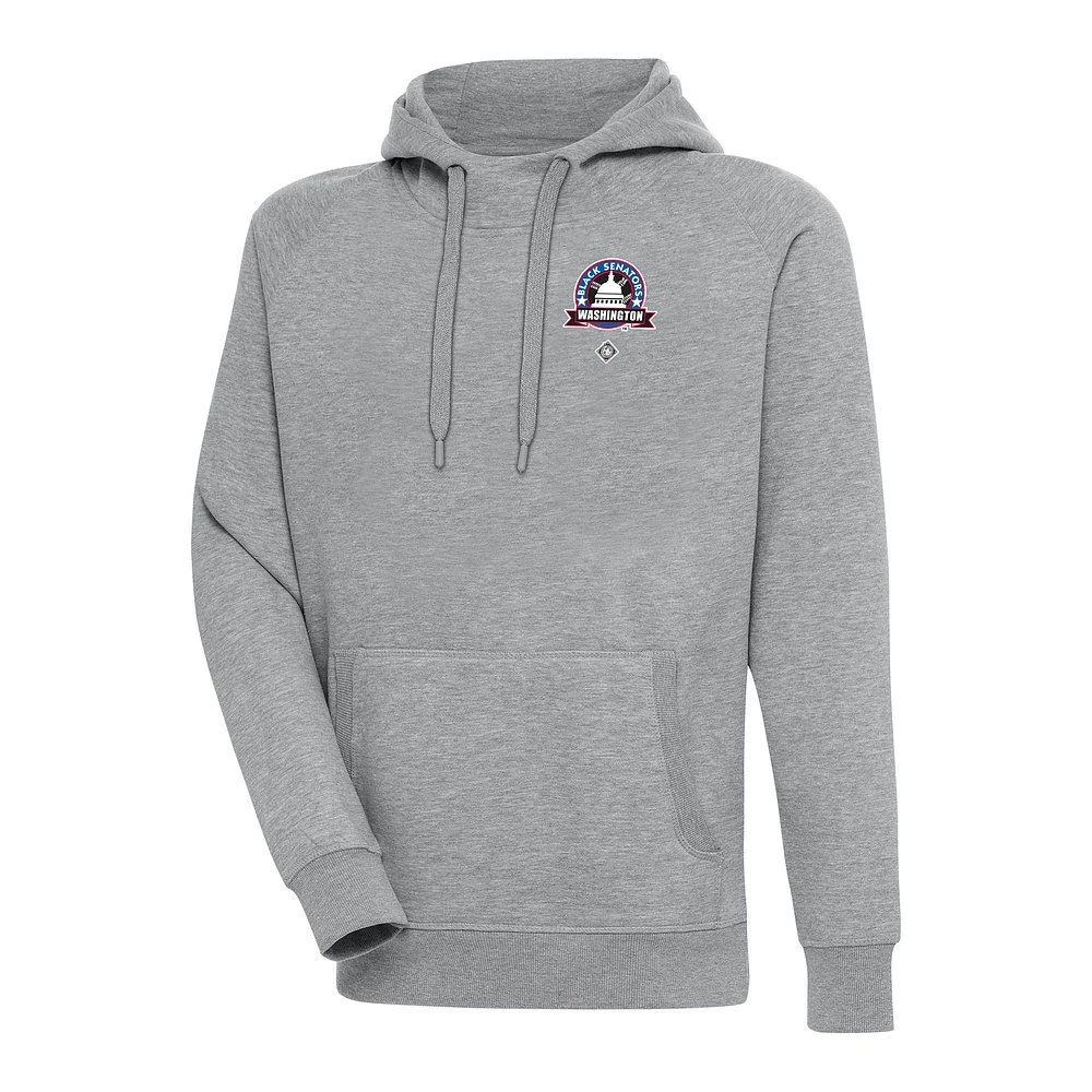 Men's Antigua Heather Gray Washington Black Senators Victory Pullover Hoodie