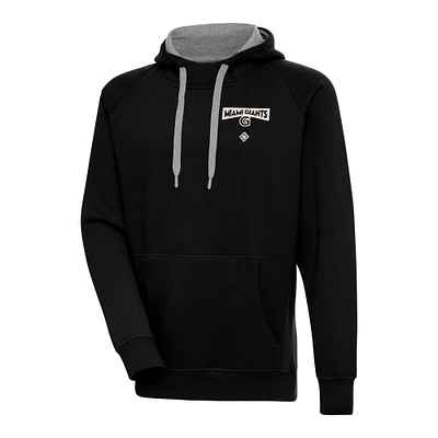 Men's Antigua Black Miami Giants Victory Pullover Hoodie