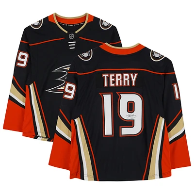 Troy Terry Anaheim Ducks Autographed Fanatics Black Breakaway Jersey