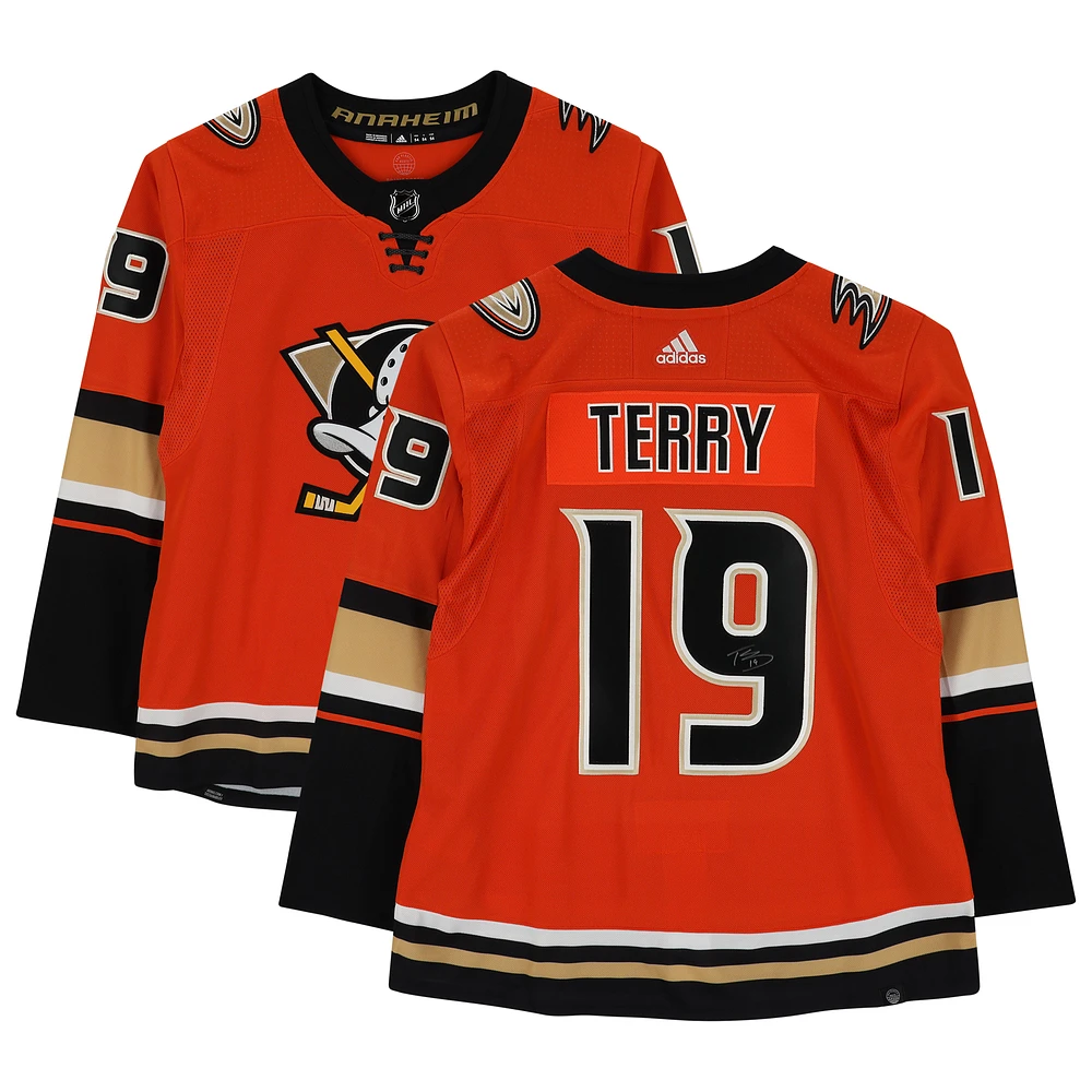 Troy Terry Anaheim Ducks Autographed Adidas Orange Alternate Authentic Jersey