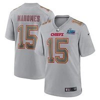 Youth Nike Patrick Mahomes Gray Kansas City Chiefs Super Bowl LVII Patch Atmosphere Fashion Game Jersey