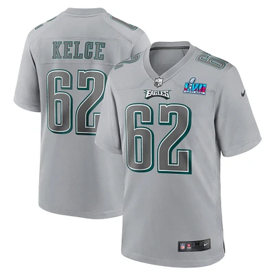 Youth Nike Jason Kelce Gray Philadelphia Eagles Super Bowl LVII Patch Atmosphere Fashion Game Jersey