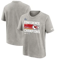 Youth Nike Gray Kansas City Chiefs 2022 AFC Champions Locker Room Trophy Collection T-Shirt
