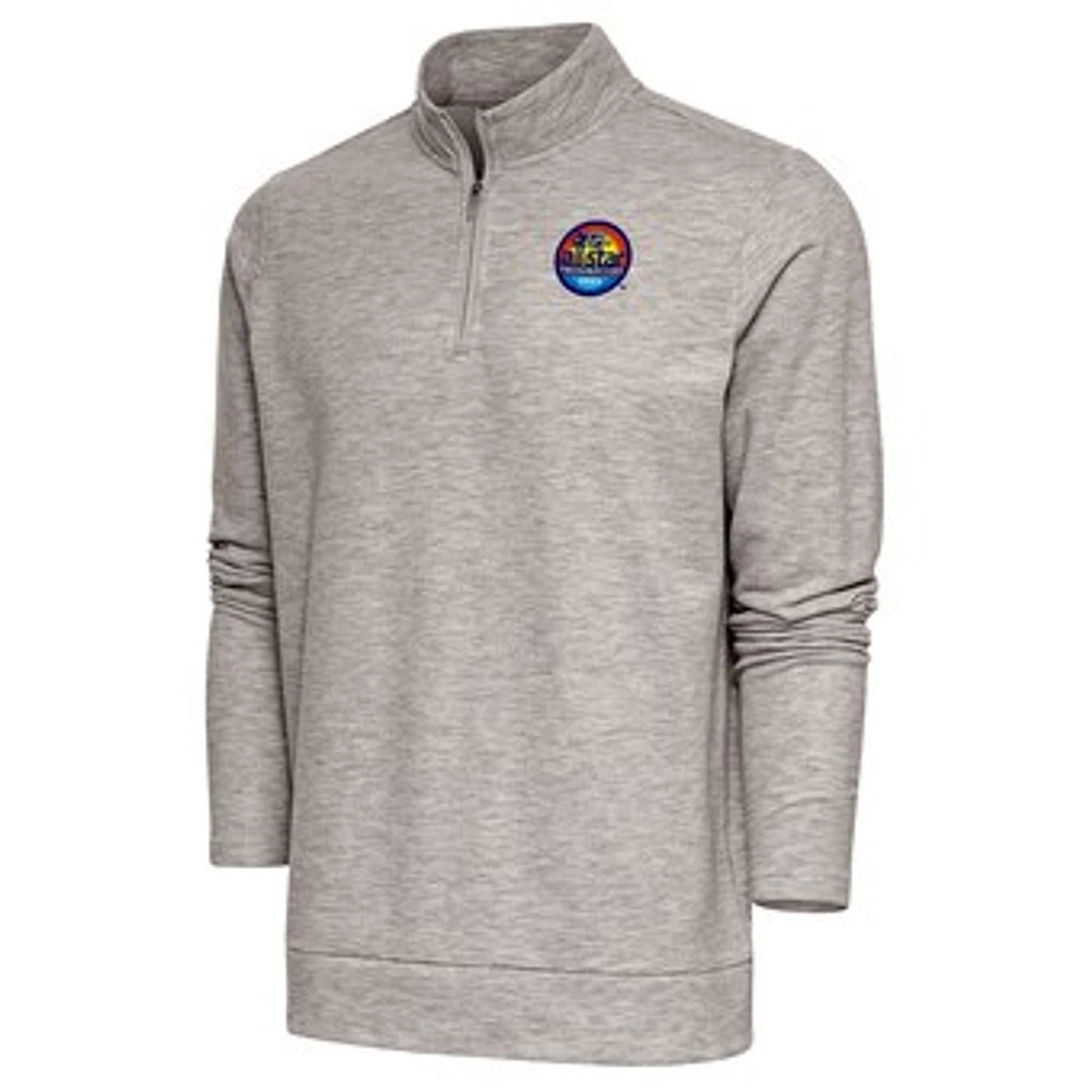 Men's Antigua Oatmeal 2023 NHL All-Star Game Gambit Quarter-Zip Pullover Top