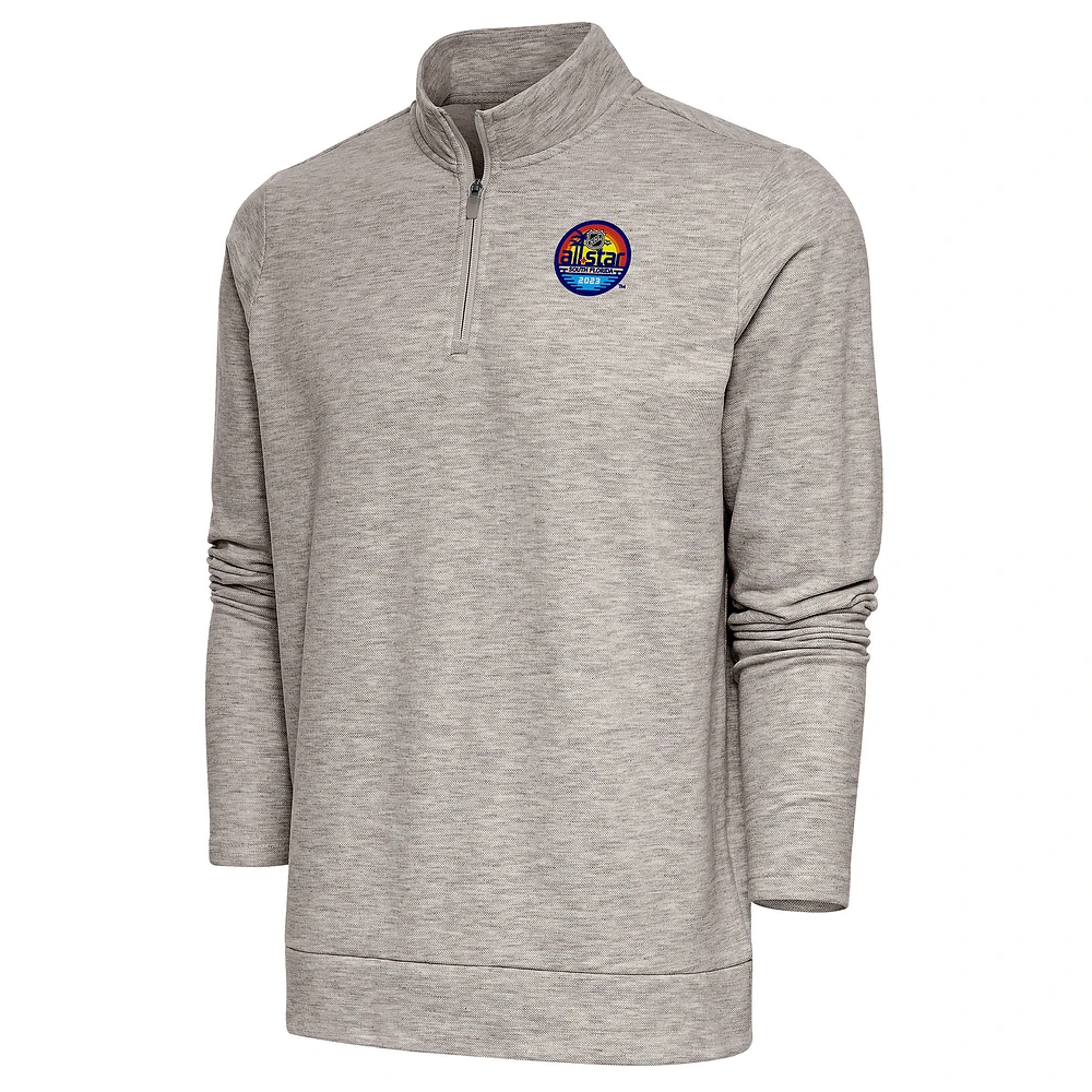 Men's Antigua Oatmeal 2023 NHL All-Star Game Gambit Quarter-Zip Pullover Top